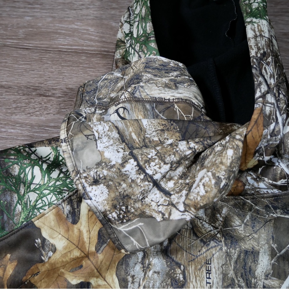 Realtree Edge Men Camo Hoodie Built In Neck Gaiter Recycled Polyester L 42-44 - Picture 3 of 11